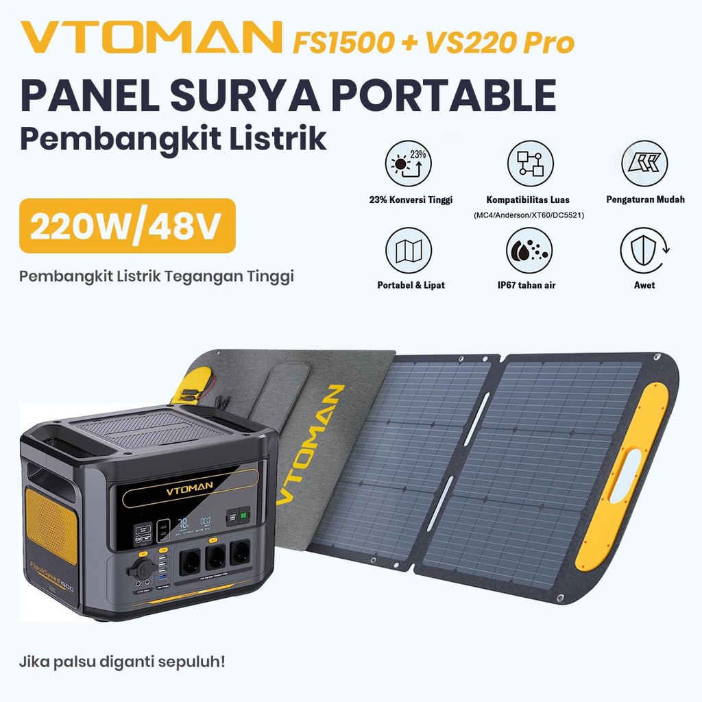 VTOMAN Flashspeed1500+VS220 Pro Portable Power Station 1500W Power Generator | Generator Listrik | G