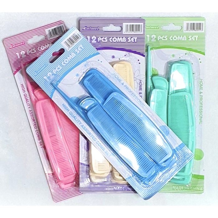 Paket Sisir Rambut Set isi 12 / 12pcs Sisir Comb Set Rambut Pria Wanita 112