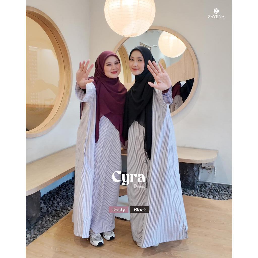 CYRA ABAYA - Gamis Daily Simple Chic -Stripes Modern Hijab Fashion - Abaya Only
