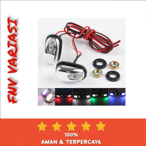 Washer Nozzle Wiper Mobil Krom + Lampu LED 2Pcs