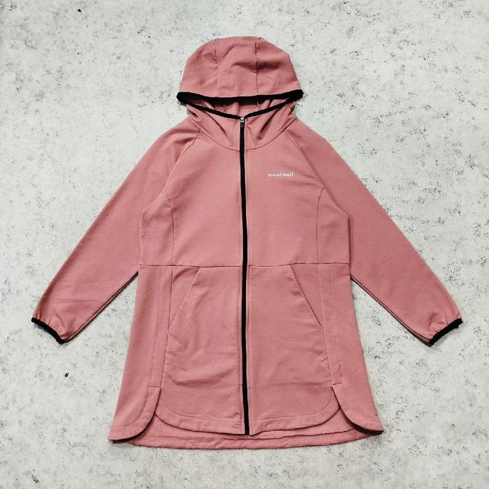 zip hoodie wanita MONT BELL jaket jemper murah bagus warna peach long