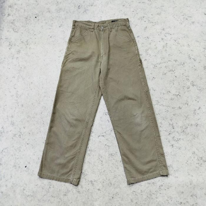 celana carpenter pants UNIQLO celana panjang cargo y2k side pocket samping saku banyak olive green m