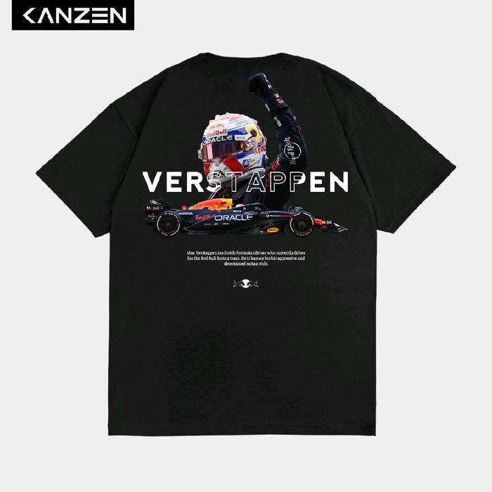 (COD) Kanzen T-shirt MAX VERSTAPPEN REDBULL RACING F1 - HITAM, M