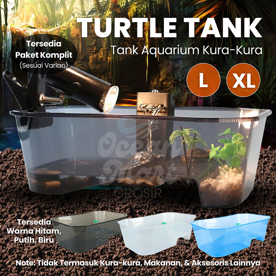 Turtle Tank Size L XL Bak Ember Rumah Kandang Vivarium Aquarium Kura Reptile Tempat Basking Torto Ku