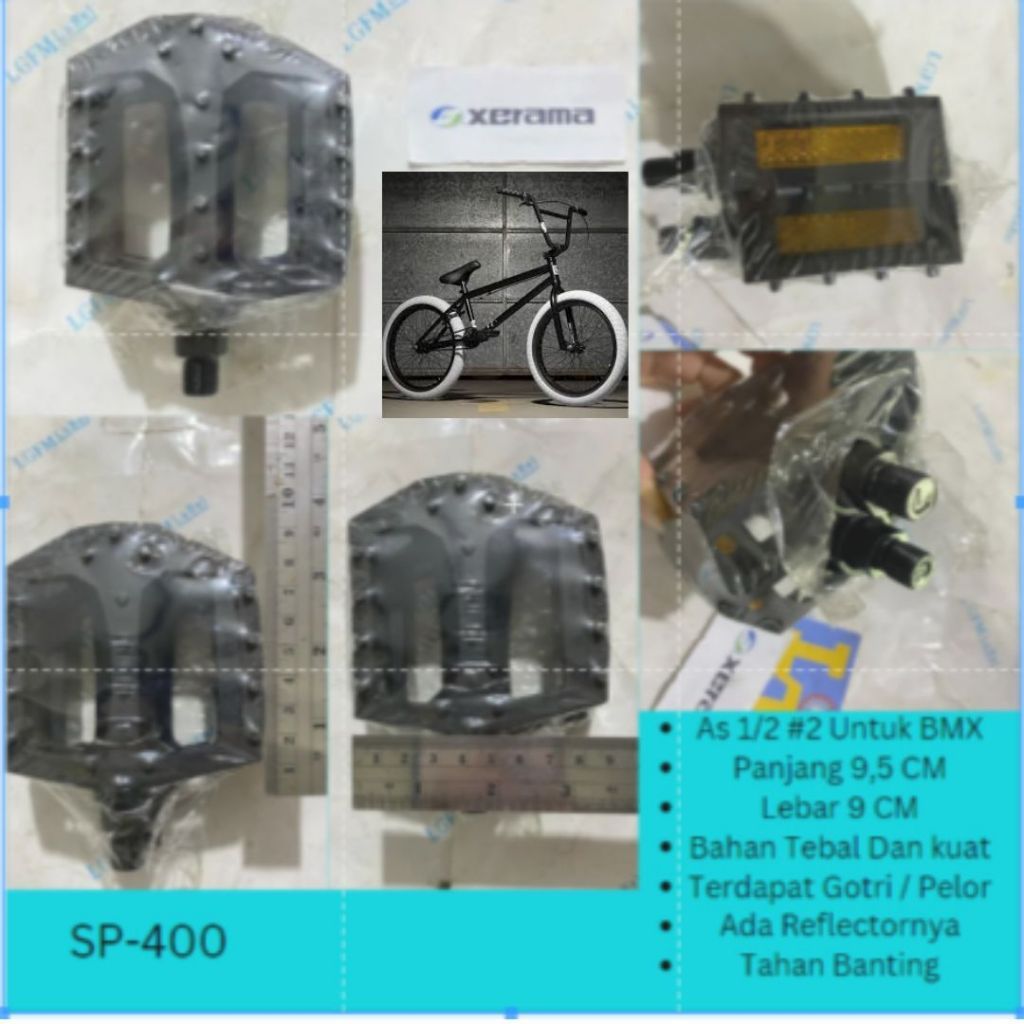 XERAMA Pedal Sepeda As kecil Bmx Sepeda Bocil Anak Laki 20 Inch Hitam Plastik Kuat CENTRUM JUARA GEN