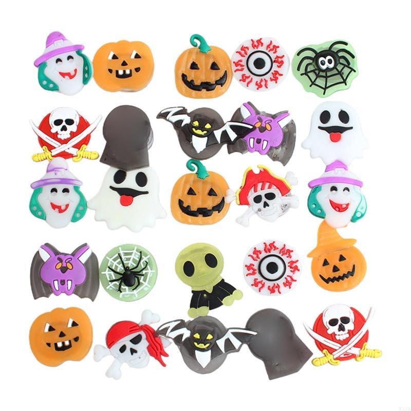 W3JA 25pcs Light Up Pin Glow In Dark Broo Toy LED Halloween Party