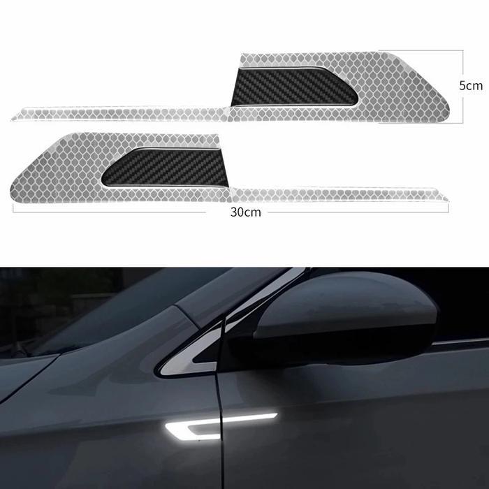 [PROMO] Stiker Timbul Wing Body Side Marker Ligh Bumper Mobil Reflektor Safety - Putih, 1 set (2pcs)