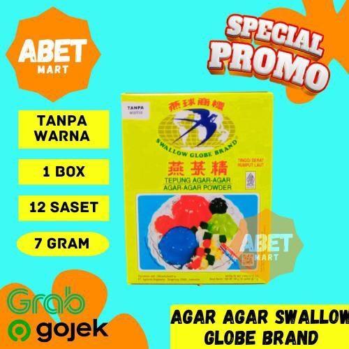 SWALLOW GLOBE BRAND Agar Agar Putih Tanpa Warna 1Box 12Pcs 7Gr - Jelly Walet Ager Original Puding Sw