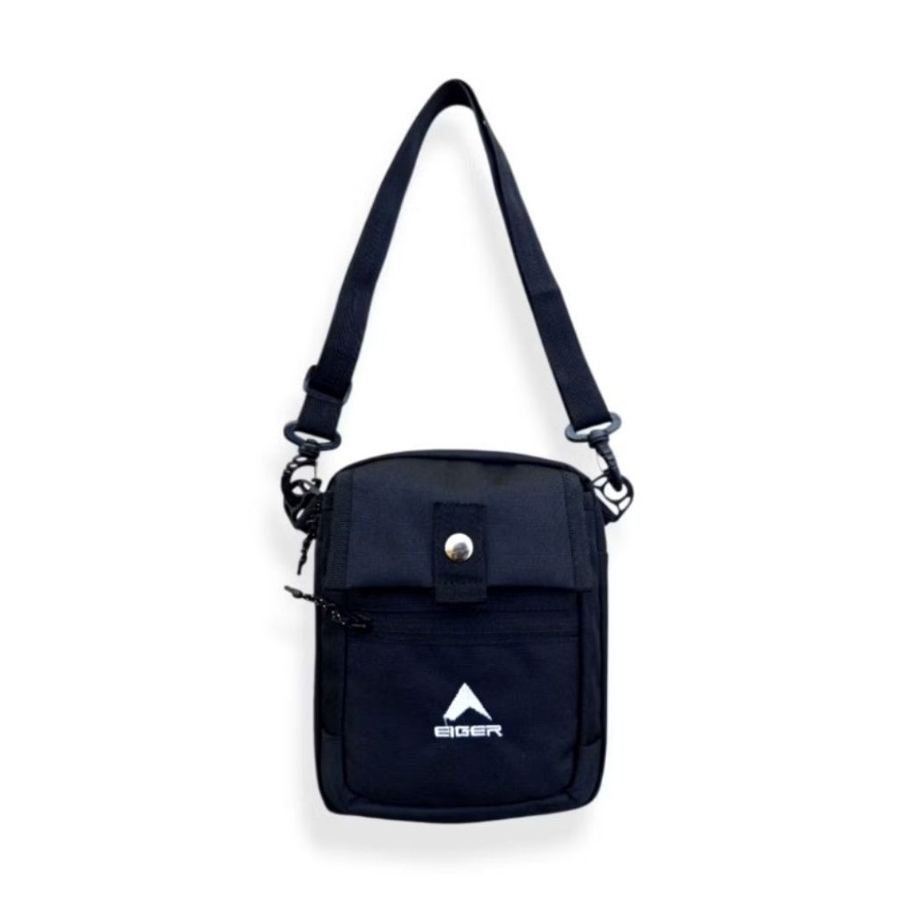 Promo Slingbag Tas Slempang EIGER Pria Full Hitam Minibag Cowok