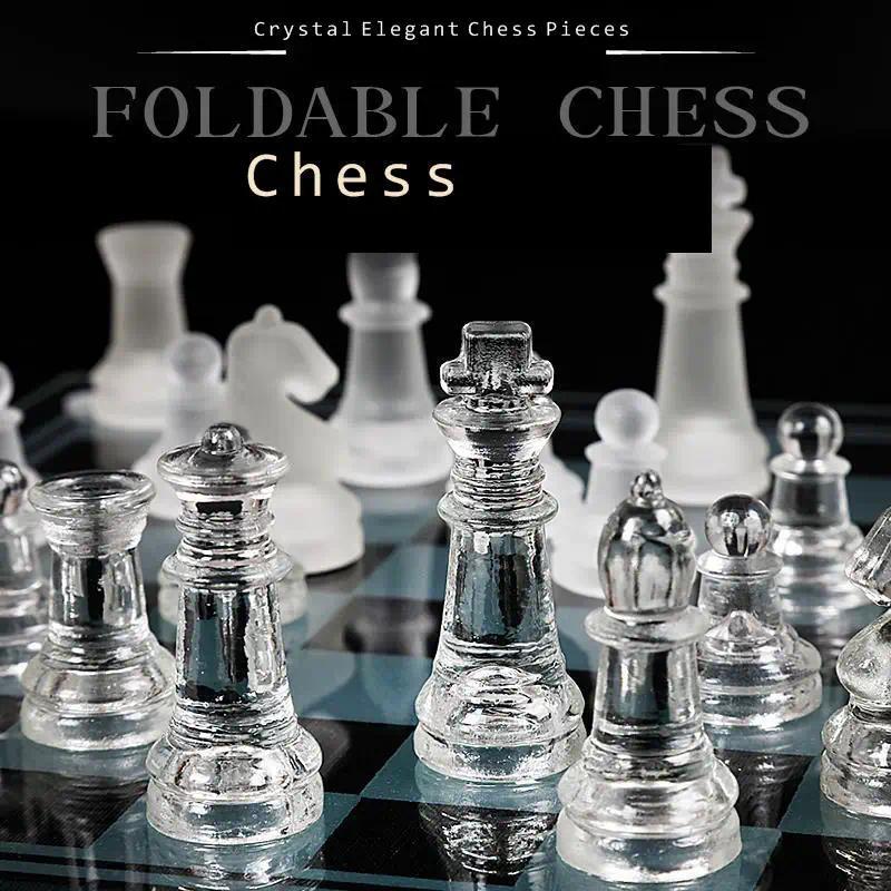 Craft Crystal Glass Luxury Chess Set Acrylic Chess Board Anti-broken Elegant Glass Chess Pieces Boar