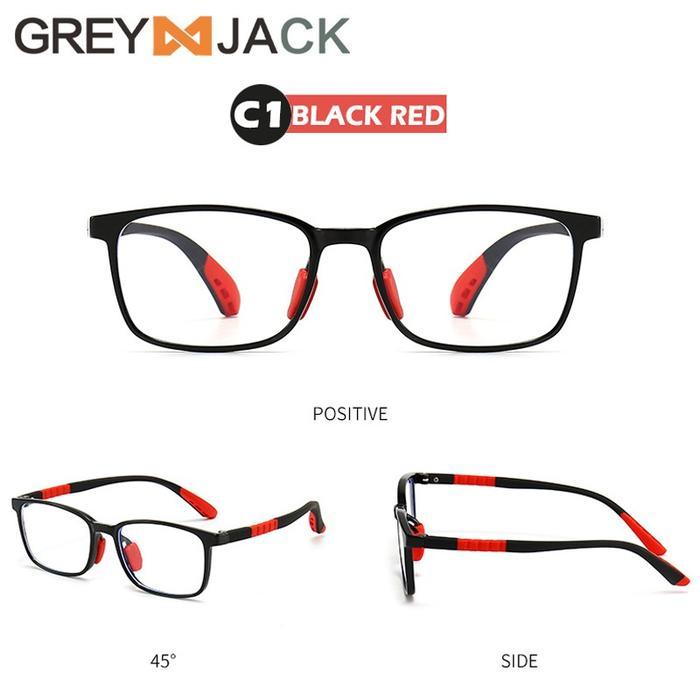 Grey Jack Kacamata Anak Antiradiasi Blueray Gadget TR90 Terbaru 5287 - C1 BLACK RED