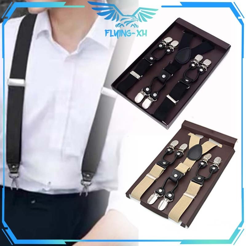 Suspender Dewasa Pria Tali Suspender Pria Adjustable Suspender Jepit 6 Suspender Besar Suspender Lak