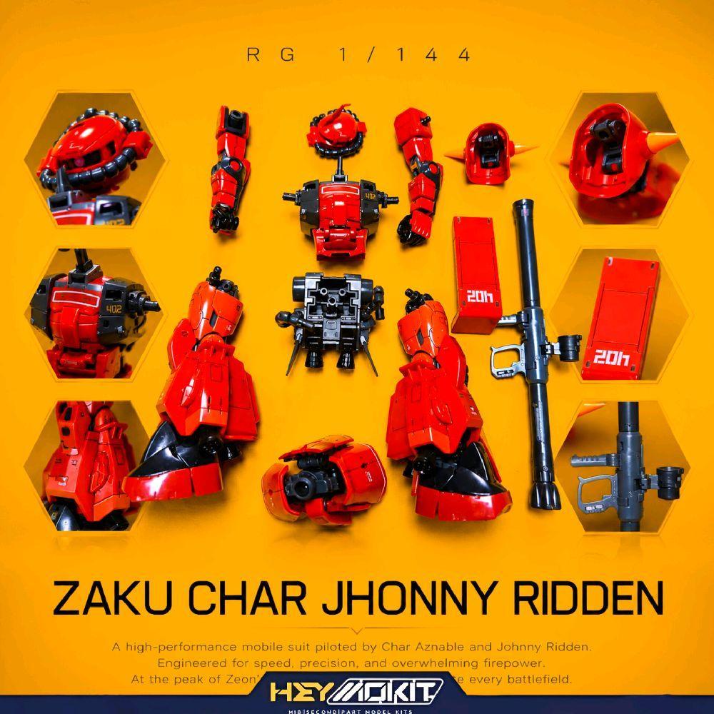 BANDAI RG 1/144 HIGH MOBILTY ZAKU II JOHNY RIDDEN SPARE PART HEAD HORN ARM ARMS HAND TORSO BODY CHES