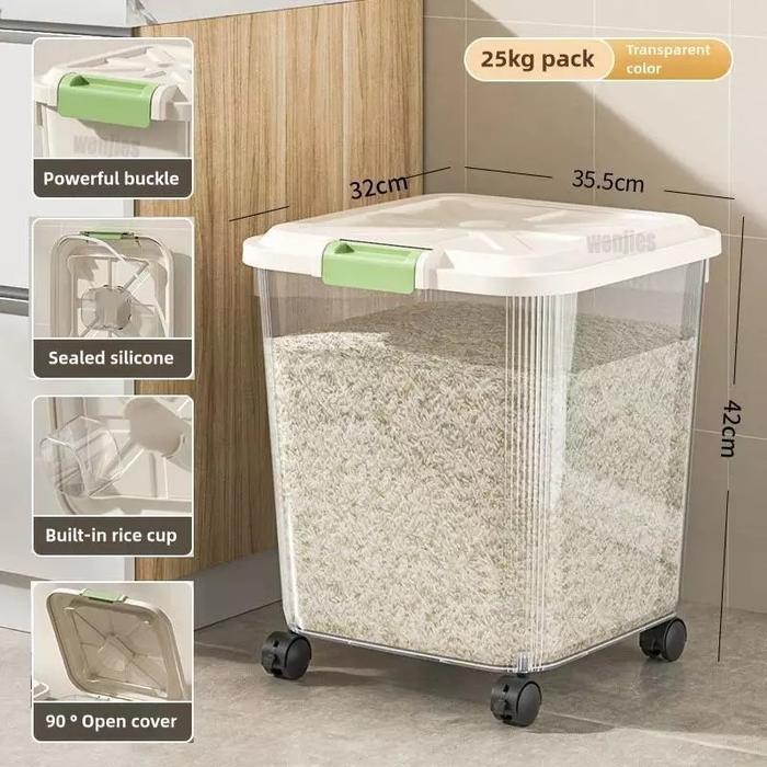 dispenser beras estetik rice box 25kg tempat beras 5 kg aesthetic  tempat beras aesthetic storage te