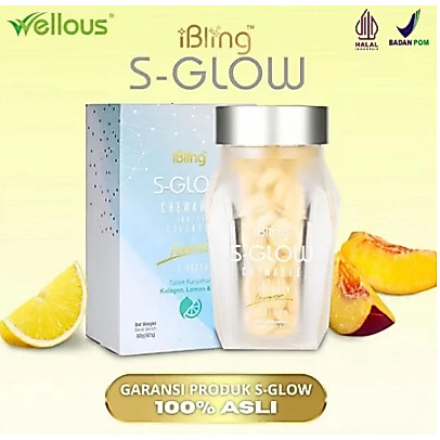Ebling S-Glow Suplemen Glow In Skin Rasa Lemon Botol Kaca Isi Kapsul