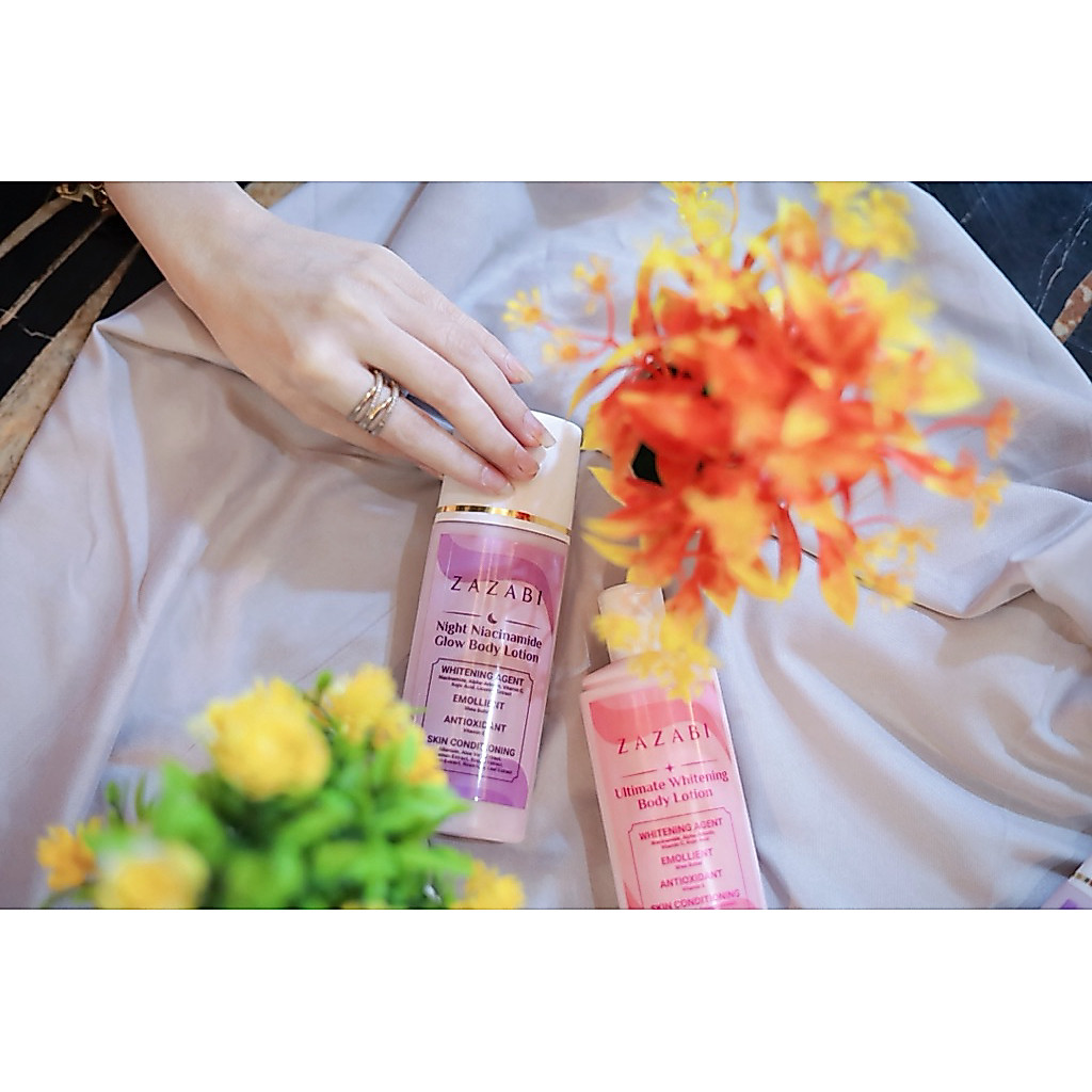 3 PCS HB ZAZABI ULTIMATE GLOW BODY & NIGHT NIACINAMIDE BODY 100gr