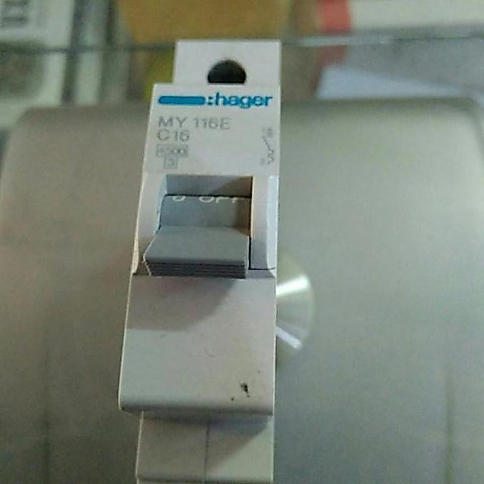 Ready oke] MCB Mini Circuit Breaker Hager 16A 16 Ampere Amper 1 Pole
