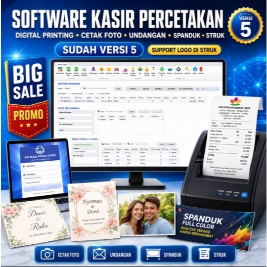 Software Kasir Percetakan Digital Printing Cet4k F0to Undangan Spanduk Struk NEW v5 Support meteran