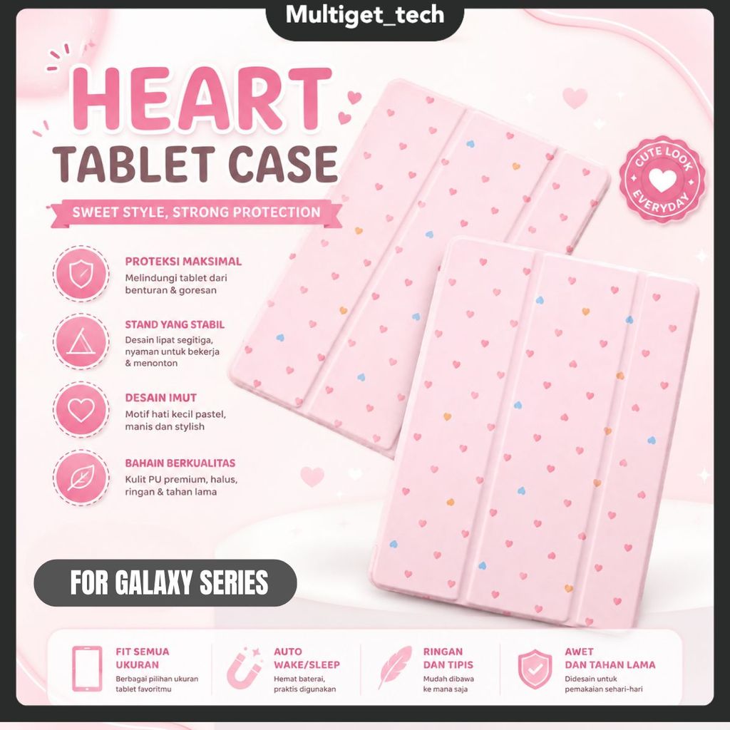 Case Silicone Matte Samsung Tab A11+ A9+/A9/A11/A7 S6Lite/A8 /S9 S9 FE Casing Mini Love Cute Flip Ma