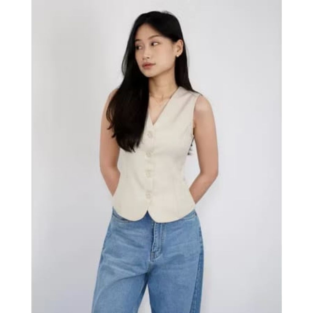 Lavana| Vest Wanita Muslimah - Outer Aesthetic Kekinian Wanita Korean style Outer Tanpa Lengan