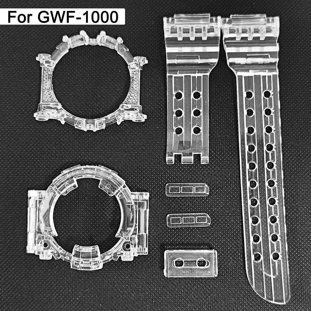 Aksesoris Jam Tangan Original GWF-1000 Bezel Strap Rubber Watchband Ice Red Black Transparent Silico