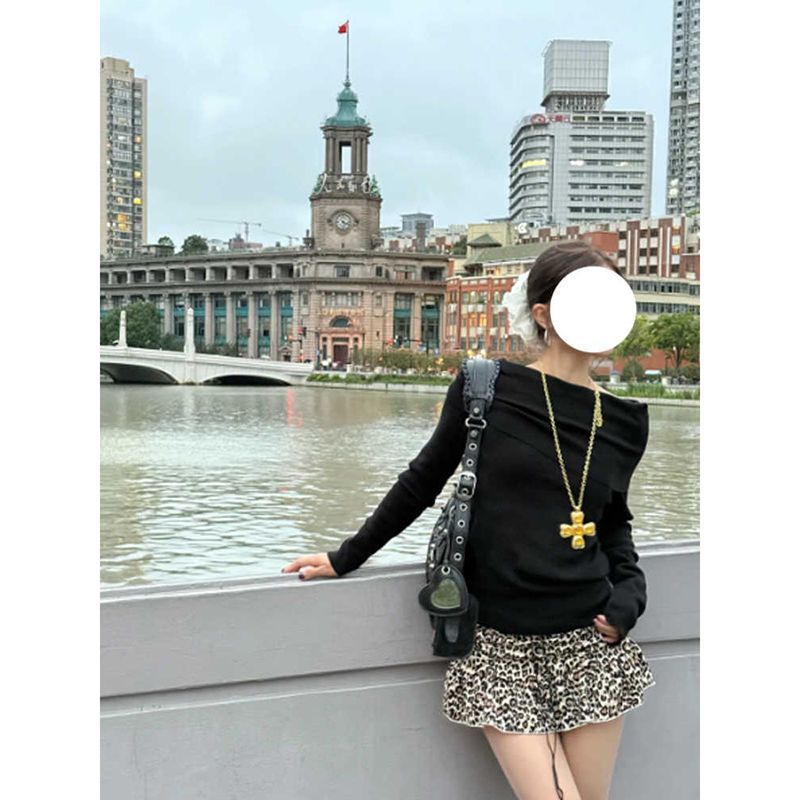 UNIQU Rok Pendek Wanita Mini Skirt Rok motif macan tutul tidak beraturan untuk wanita