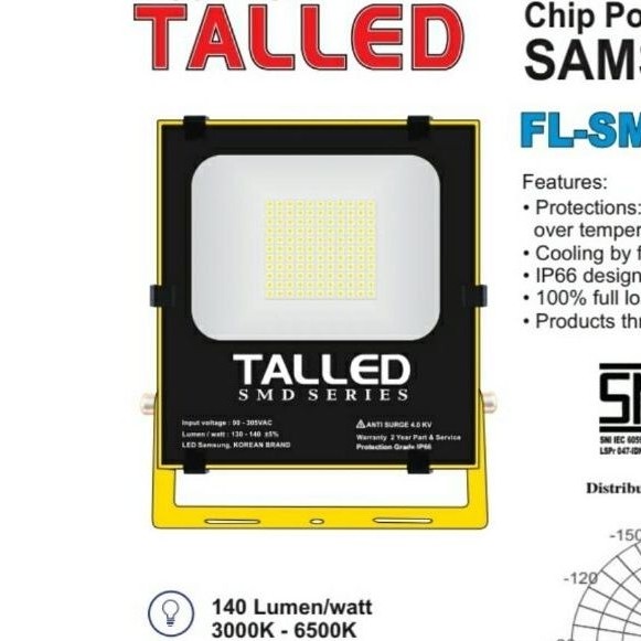 Lampu Sorot Floodlight LED TALLED FL-SMDS-2 – Chip Samsung Asli