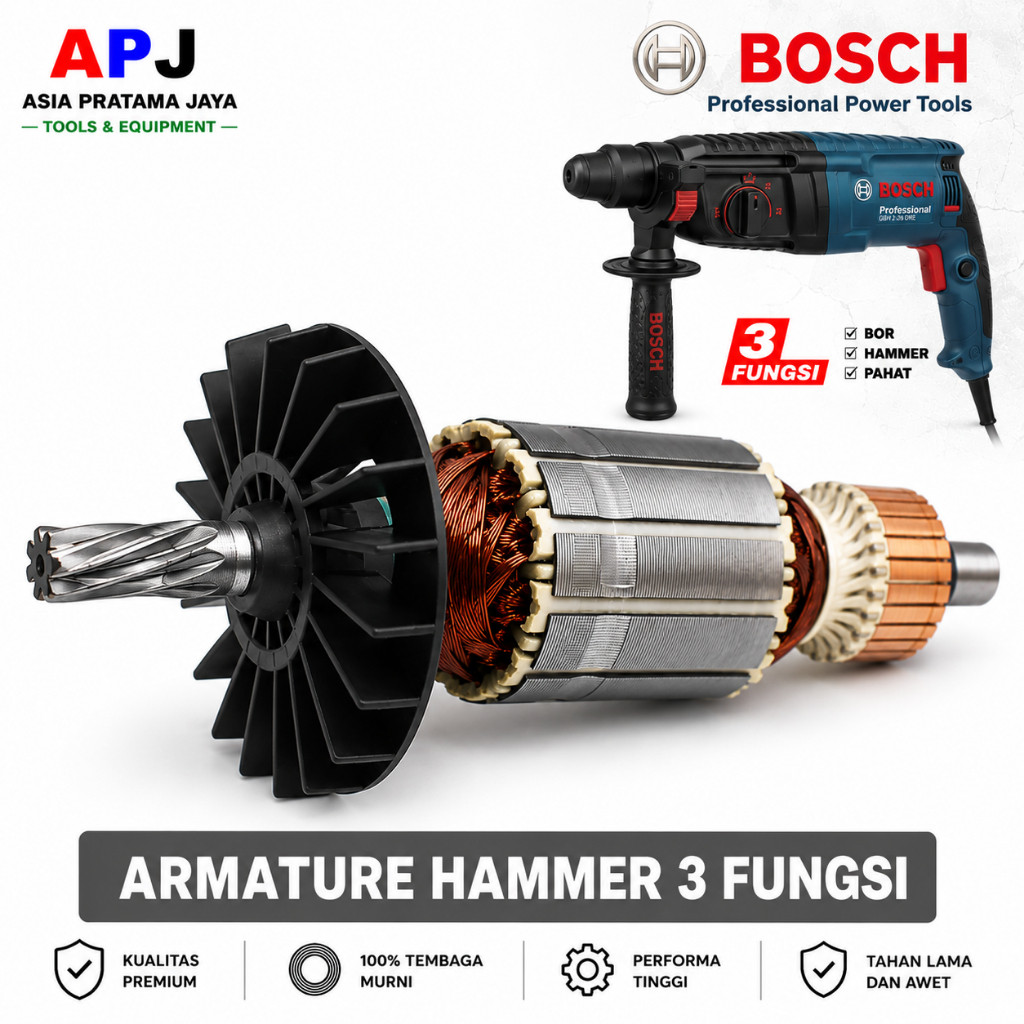 KLEPU.ID Sparepart Armature Mesin Bor Rotary Hammer Drill BOSCH GBH 2-24 / Angker Dinamo Bor 3 Mode 