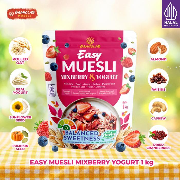 Easy Muesli Mix Berry Yogurt Bits dan Chocolate Delight | Muesli Panggang Siap Makan - Granolab Mues