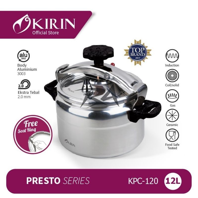 III KIRIN HIGH PRESSURE COOKER KPC 120 KPC120 PANCI PRESTO ALUMINIUM 3003 12 LITER 12L L MURAH MASAK