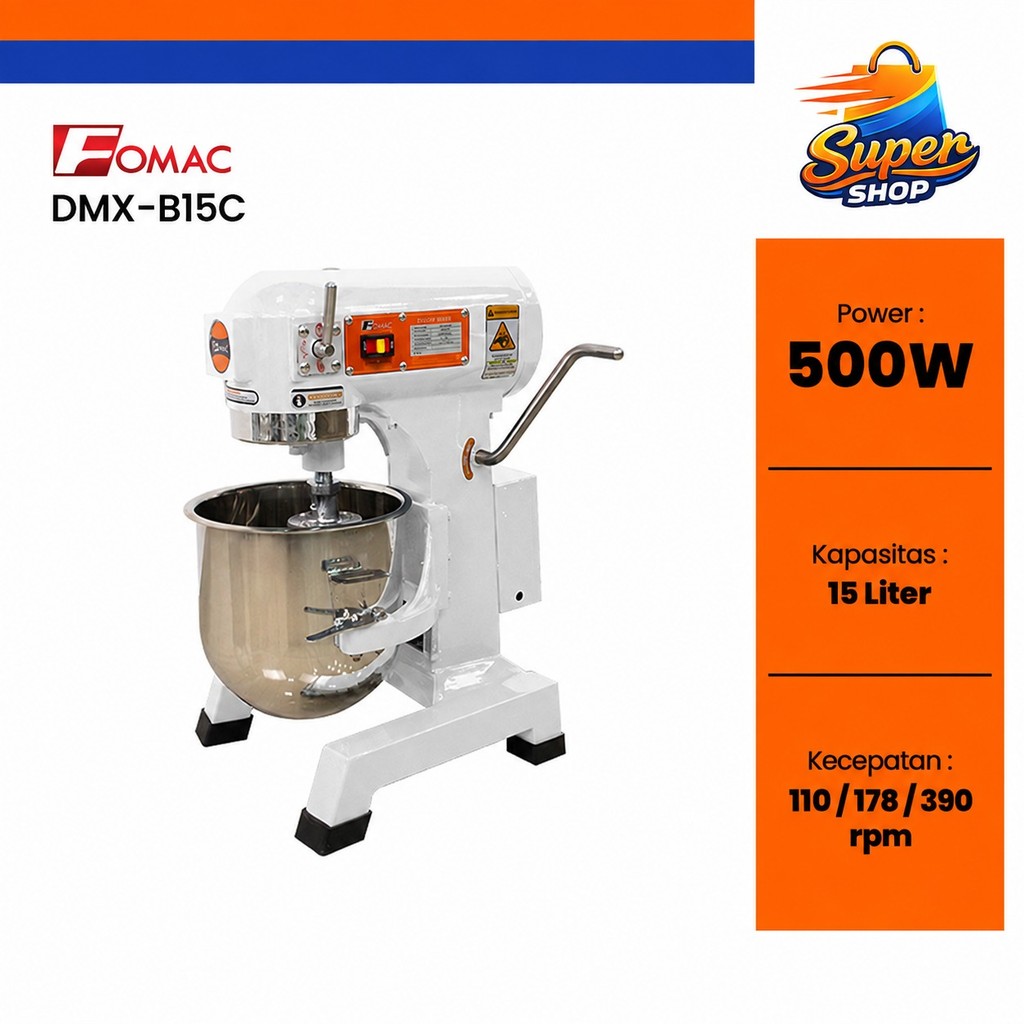 FOMAC Planetary Mixer 15 Liter Mixer Roti Mixer Berdiri 15 Liter DMX-B15C Variable Speed FOMAC