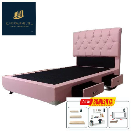 Dipan Divan Ranjang Laci + Sandaran Kasur Tempat Tidur SpringBed Busa Modern Minimalis