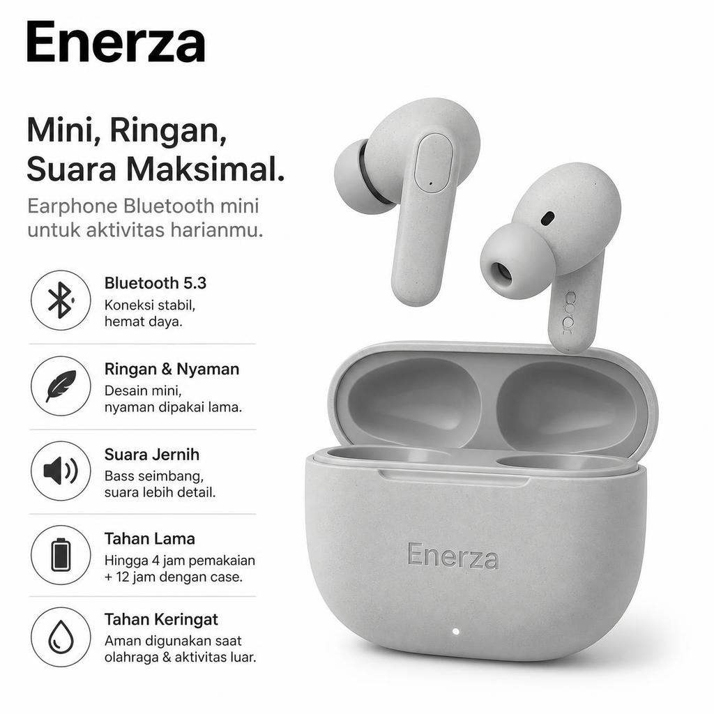 Enerza Earphone Neckband Olahraga Magnetic Bluetooth