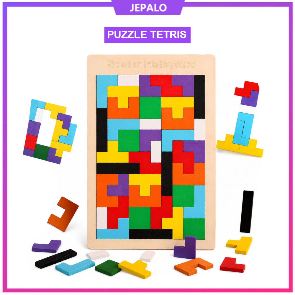 Puzzle Kayu Tangram Tetris / puzzle kayu / Puzzle Tetris Russian / mainan puzzle kayu tangram / main