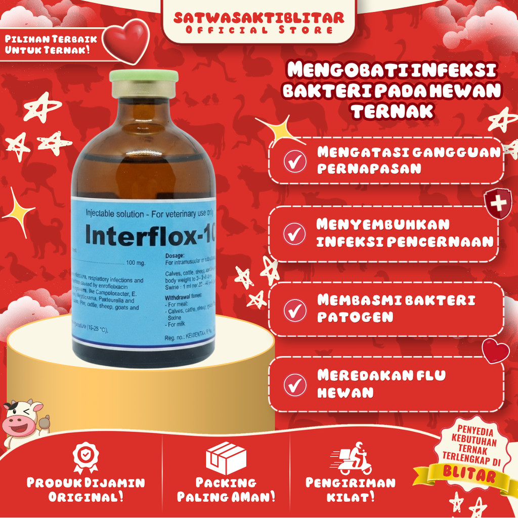 INTERFLOX 100 ML INJEKSI - Ab Untuk Saluran Pencernaan dan Pernafasan Pada Hewan