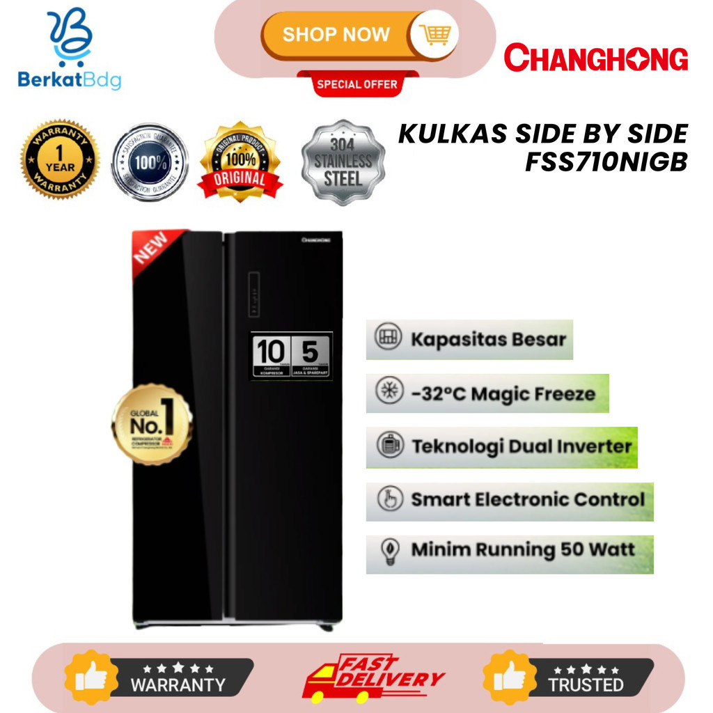 KULKAS CHANGHONG SIDE BY SIDE FSS710NIGB