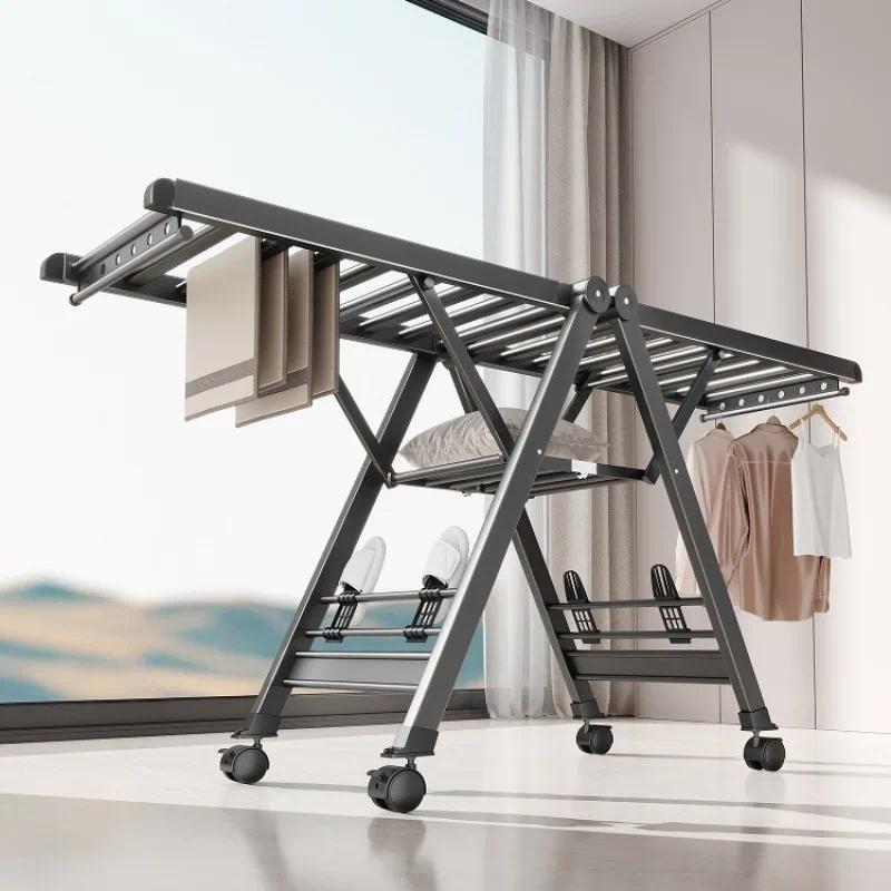 Folding drying rack Balcony household aluminum alloy floor drying rack drying rack