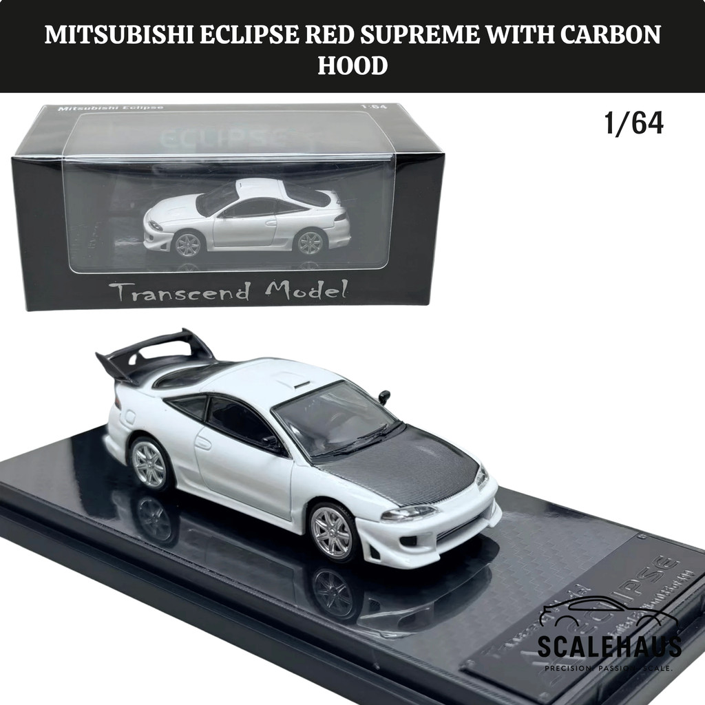 Transcend Model 1/64 Mitsubishi Eclipse White with Carbon Hood