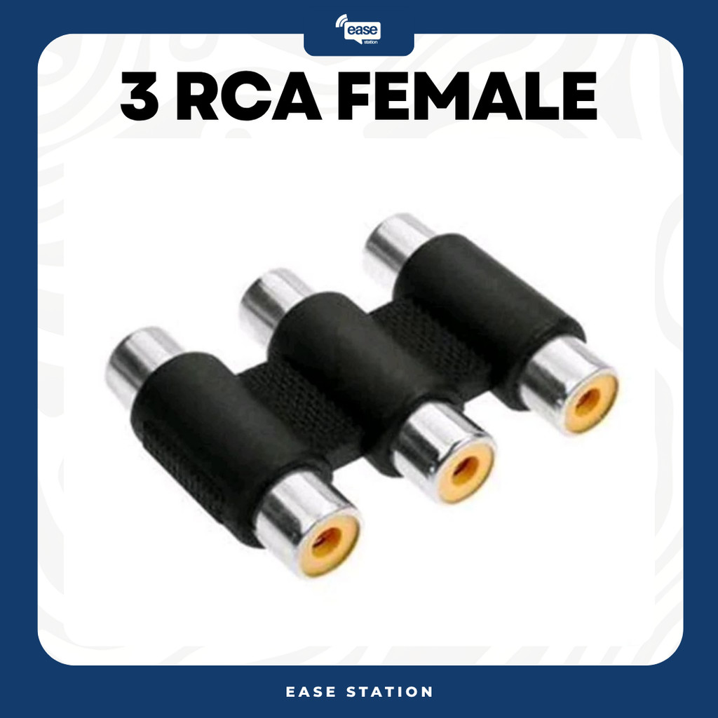 3 RCA FEMALE ADAPTER KONEKTOR AUDIO VIDEO SAMBUNGAN KABEL RCA COUPLER