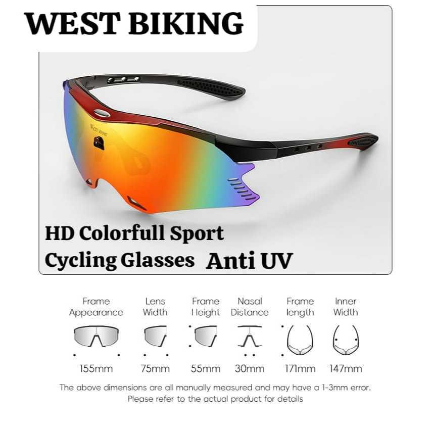 Foto West Biking Kacamata Gowes Sport Cycling Glasses UV400 Anti Glare Sepeda Glass