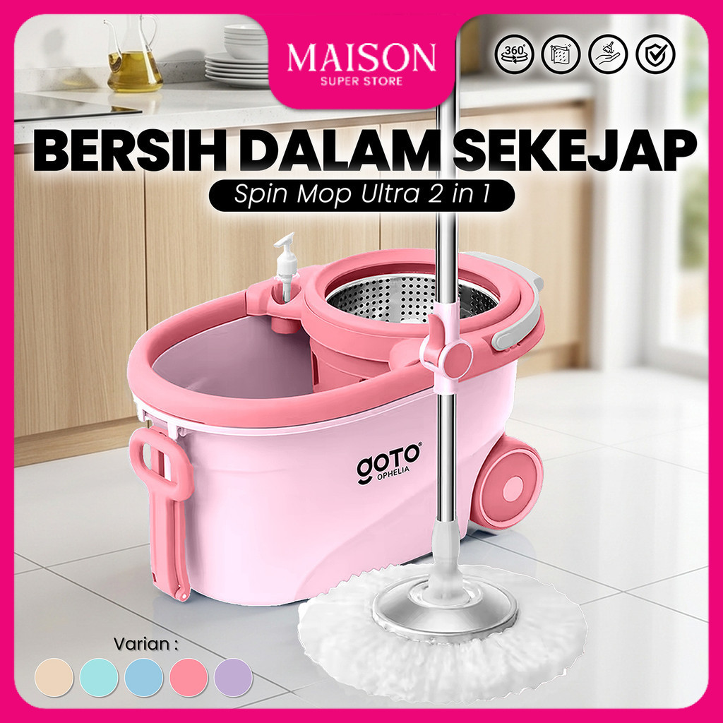 Goto Ophelia Spin Mop Ultra Alat Pembersih Lantai Pel Pelan Set Putar