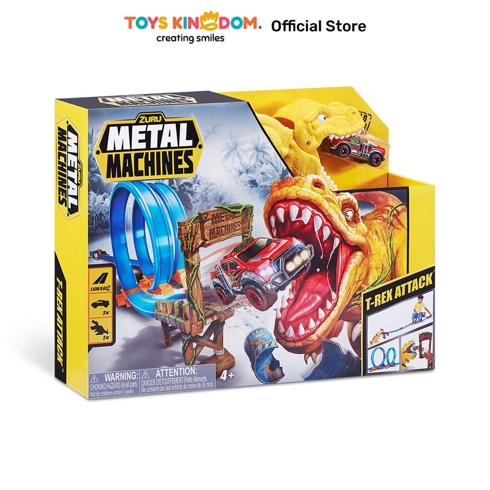 Toys Kingdom ZURU Playset Metal Machines Trex Attact Mainan Anak Set Permainan Paket Bermain Toy Set