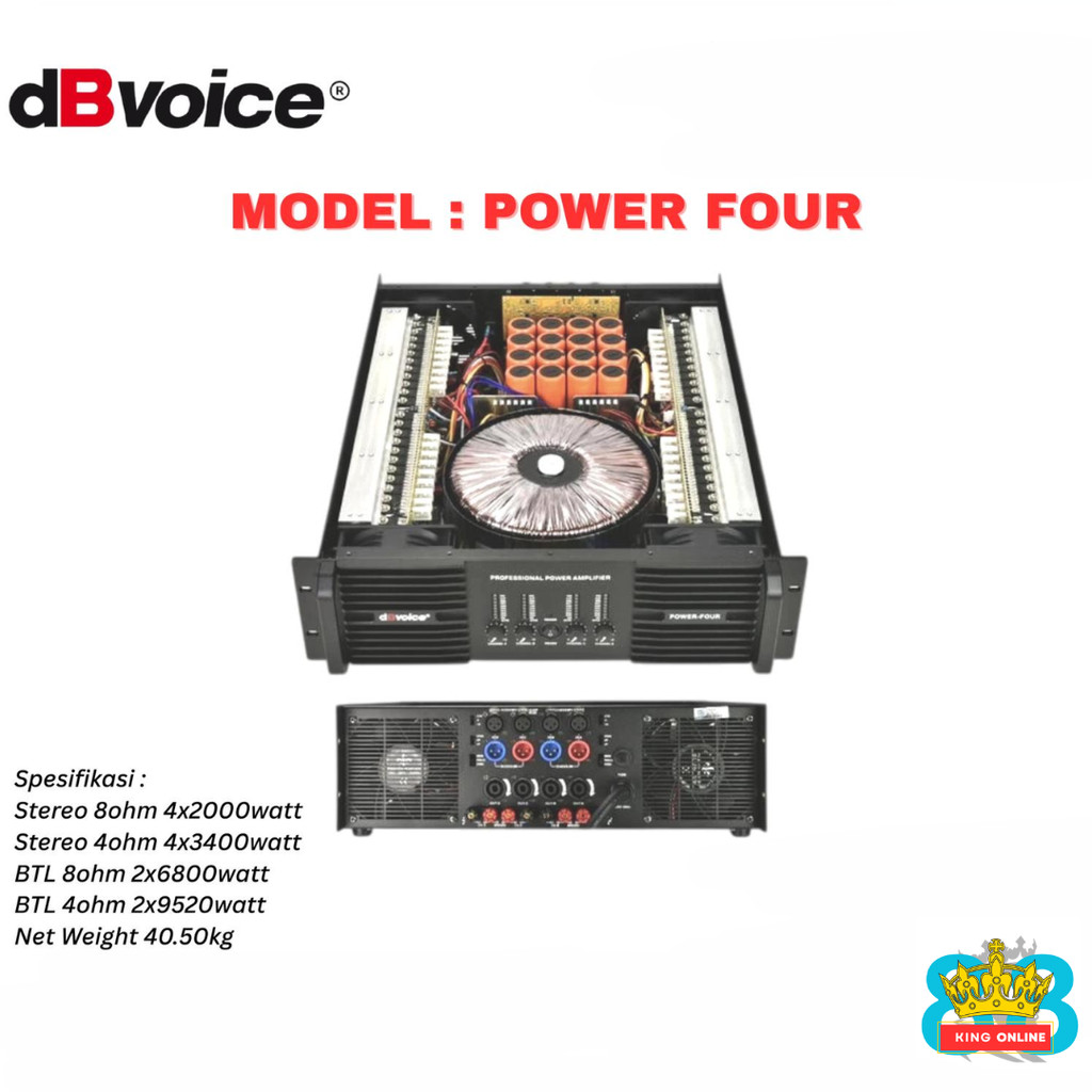 dBvoice Power Four Original Power Amplifier 4 Channel Class H 4 x 2000 Watt Professional Audio