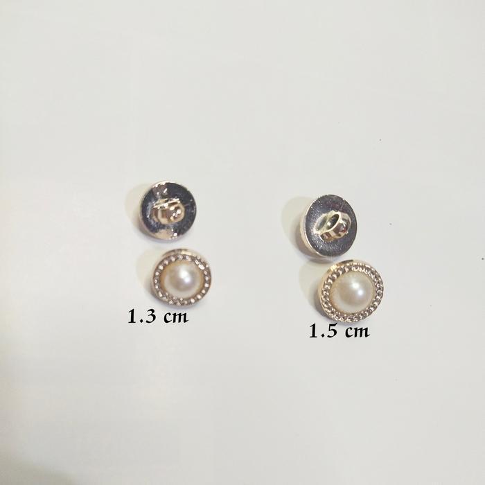 kancing baju jamur mutiara motif metal pearl 13mm 15 mm - 15 mm, 100 biji