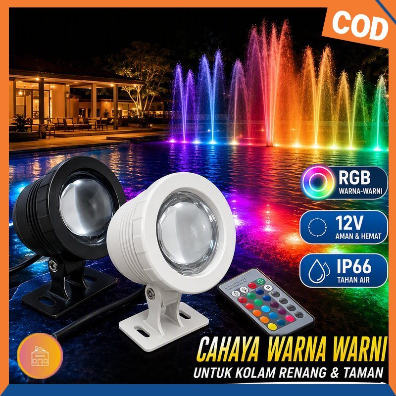 My Warming Home Lampu Sorot Kolam Renang LED RGB 10W Dc12V Remote Control Tahan Air IP66 Untuk Air M