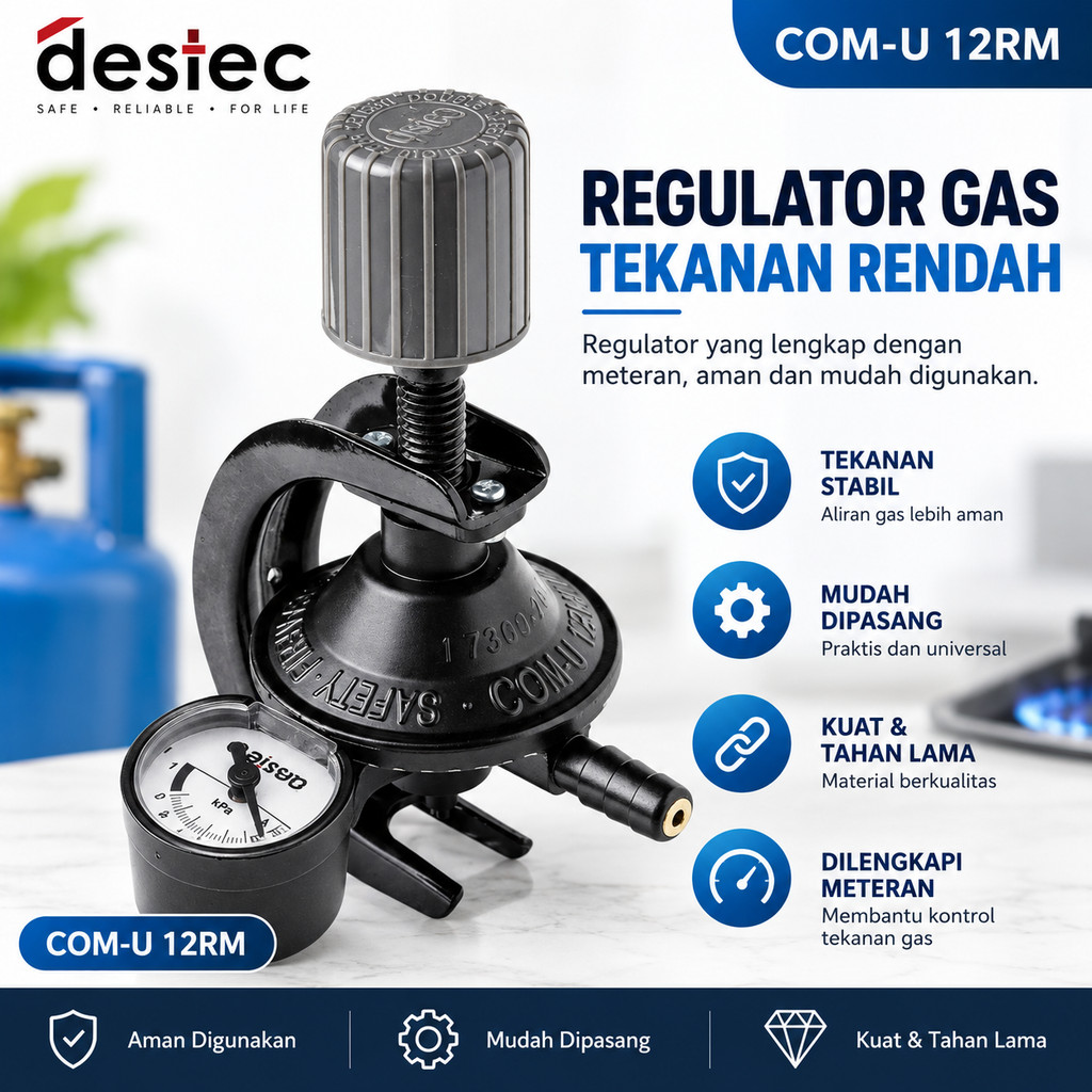 Regulator DESTEC Meter U12RM - Regulator Gas Destec COM U 12RM Regulator Kompor Gas