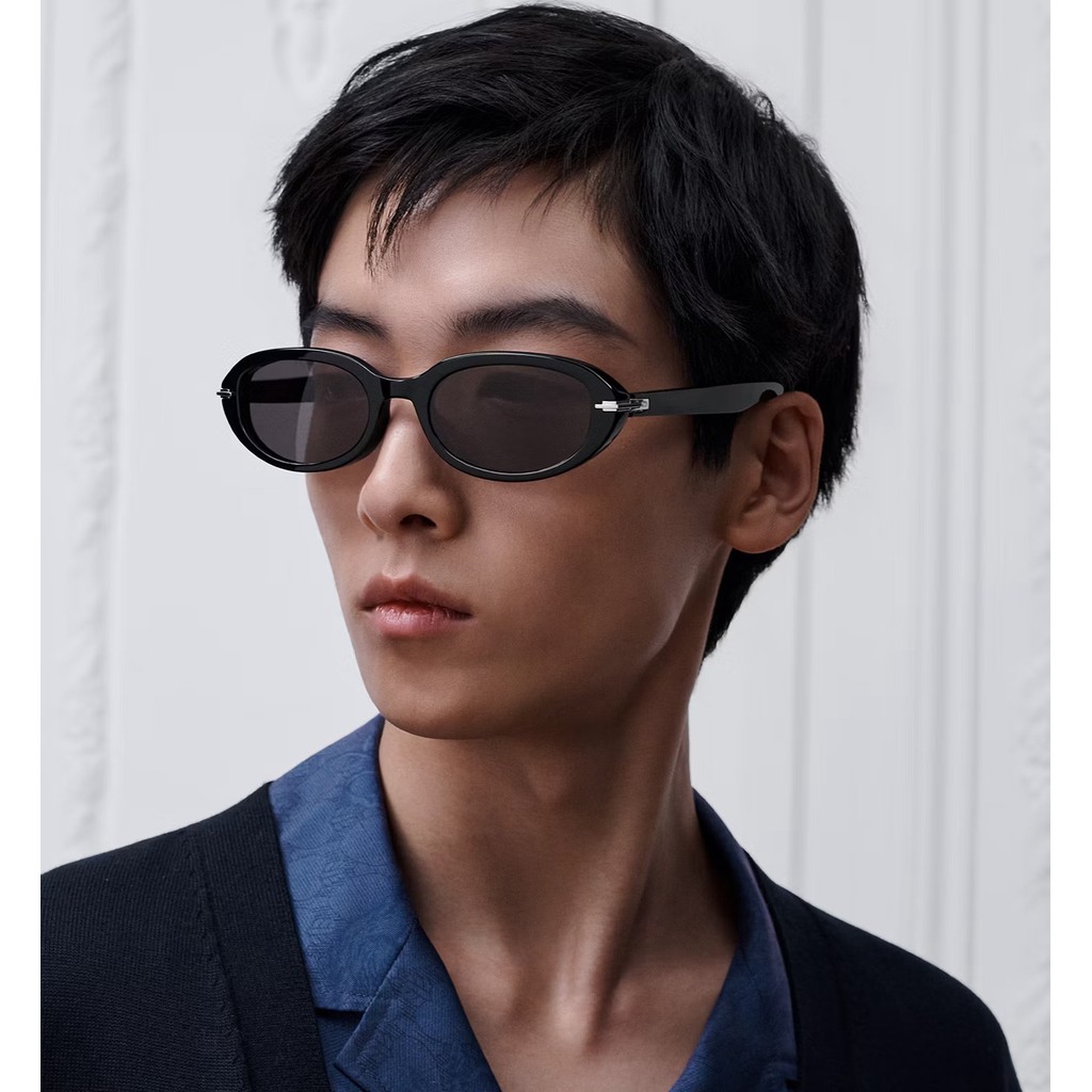 [ Pre-Order ] DIOR DiorBlackSuit R9F, Oval Black Frame Sunglasses, Minimalist UV Protection Shades