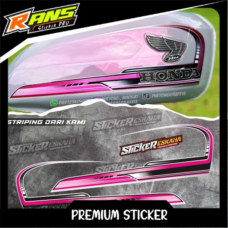 Striping CB Lembayung Pink Transparan UV Maxdecal