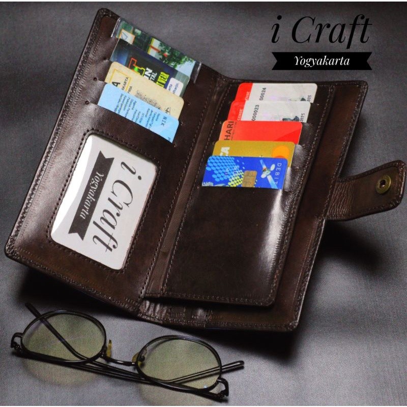 PROMO Dompet Kulit Sapi Asli Pria/Wanita Panjang Kancing Original