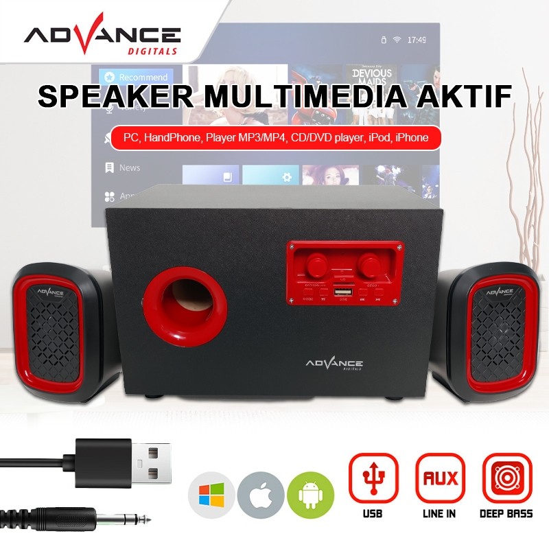ADVANCE  Speaker MULTIMEDIA 2.0 Duo 600 POWER USB pembicara